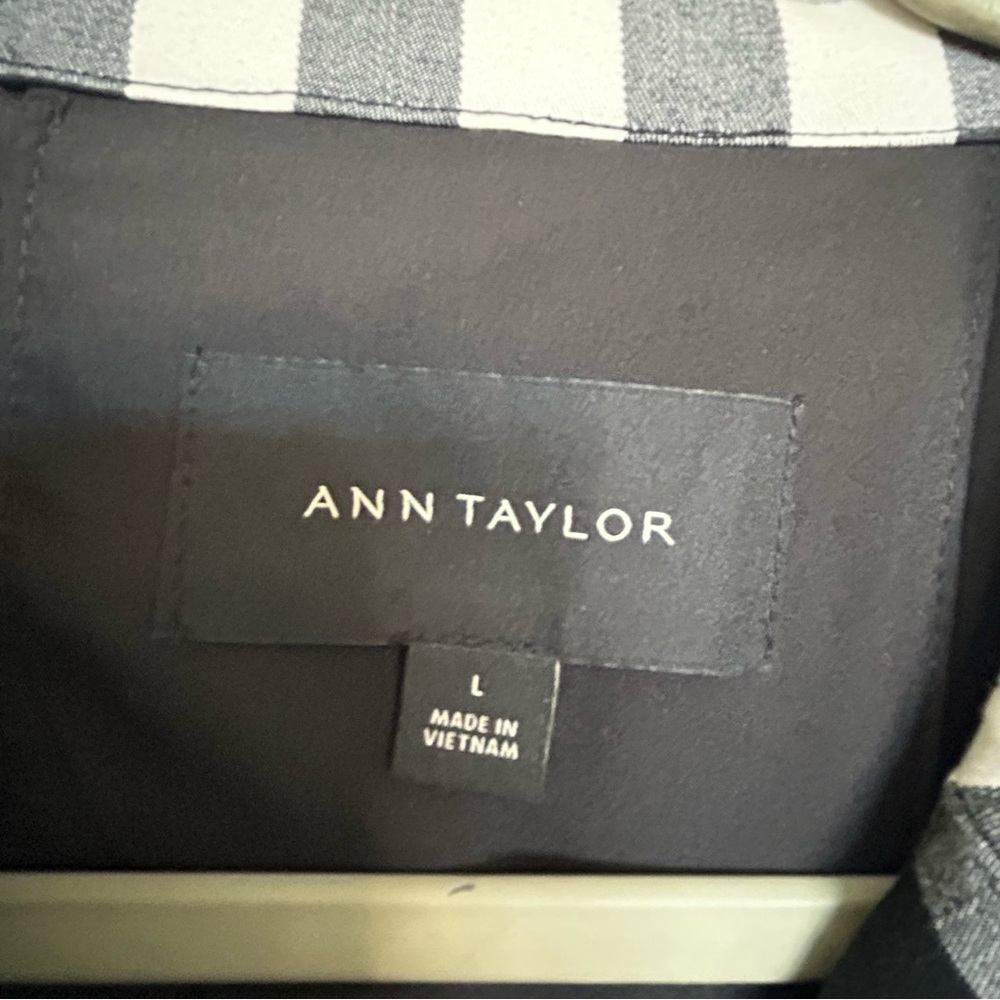 Ann Taylor Women's Black and White Plaid Pea Coat - Picture 5 of 6